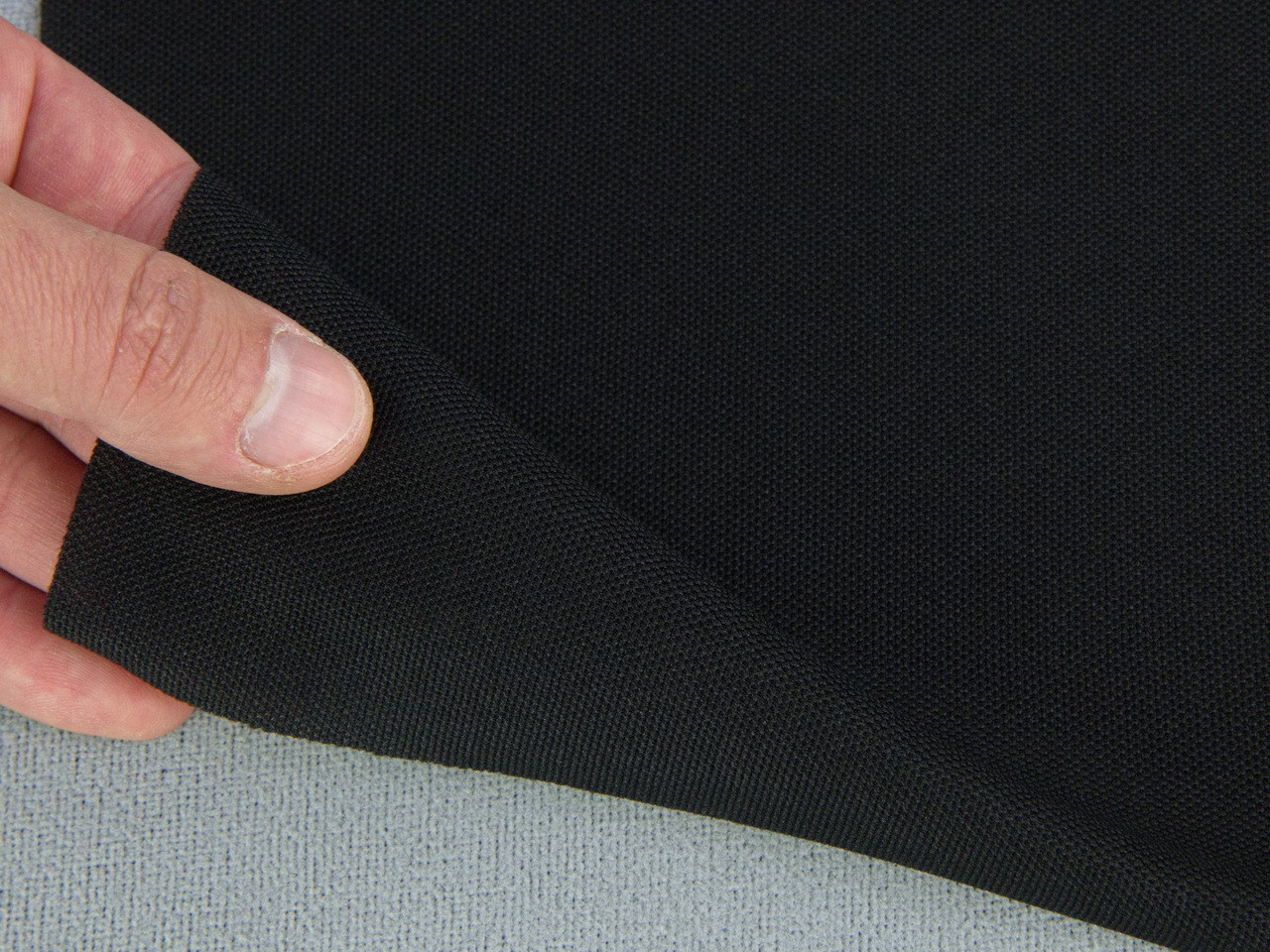 Ткань авто потолочная черная (текстура сетка) Lacosta black, без основания, ширина 1.70м (Турция) детальная фотка