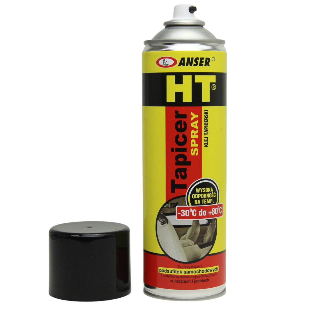 Аэрозольный клей Tapicer HT (от -30˚C до +80˚C) для авто потолков, боковых панелей, стоек, Польша 500мл детальная фотка