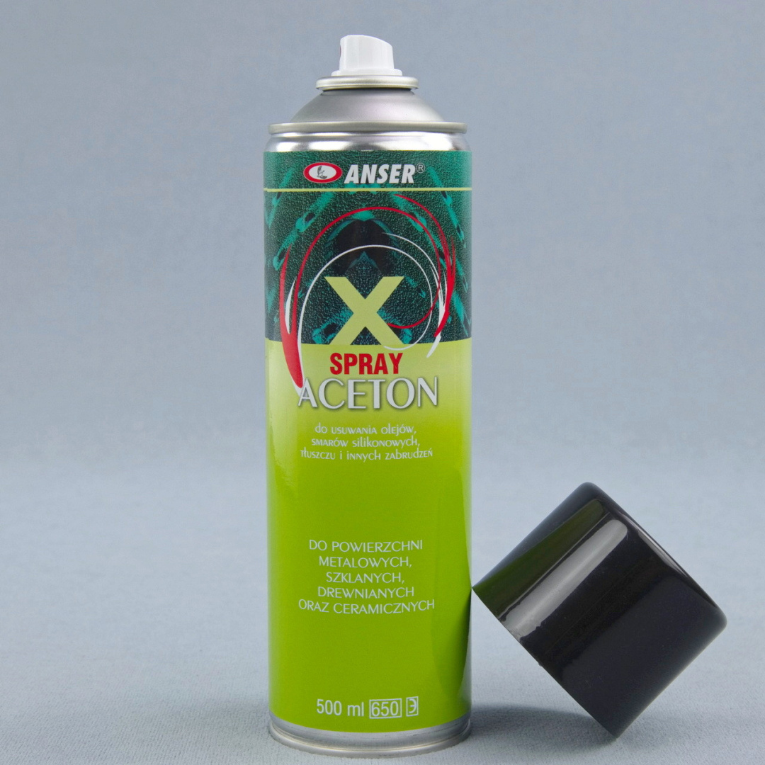 Знежирювач аерозольний Spray Acetone для металевих, скляних і керамічних поверхонь, 500мл Польща детальна фотка