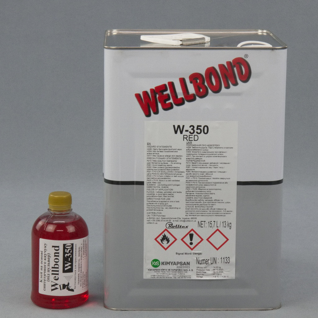 Клей Wellbond W-350 (під пульверизатор) на основі синтетичного каучуку, для тканин, карпета, ковроліну, поролону та інших покриттів, Туреччина анонс фото