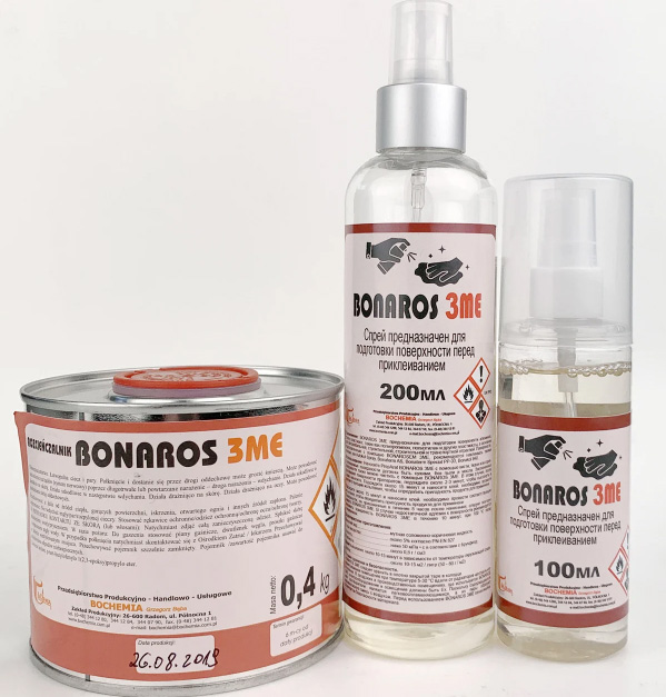 Грунтовка спрей BONAROS 3ME для подготовки поверхностей - пластмасс, полипропилен, стали к поклейки детальная фотка