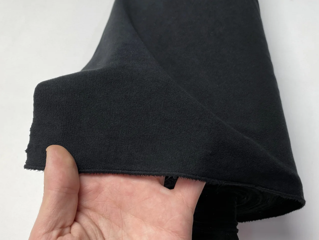Ткань потолочная велюр черный (Micro black без основы) для перетяжки пластиковых деталей, ширина 1.70м детальная фотка