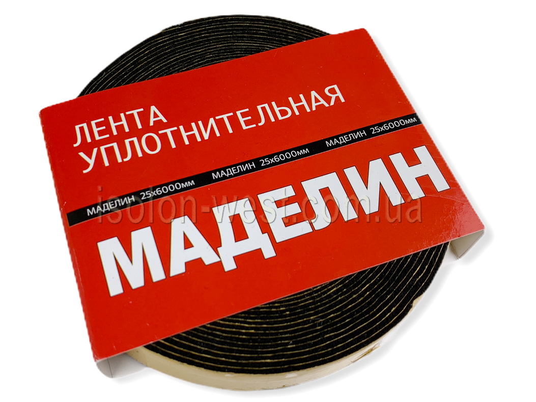 Антискрип Маделин М1 черный, лента 25х6000мм, уплотнительный, прокладочный материал детальная фотка