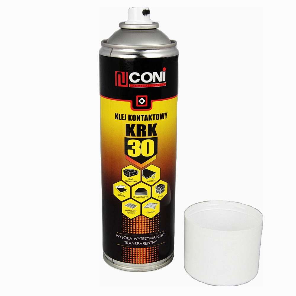 Аэрозольный термостойкий клей CONI KRK 30 (до 125°C) для ткани, карпета, ковролина, кожзама, 500мл Польша детальная фотка