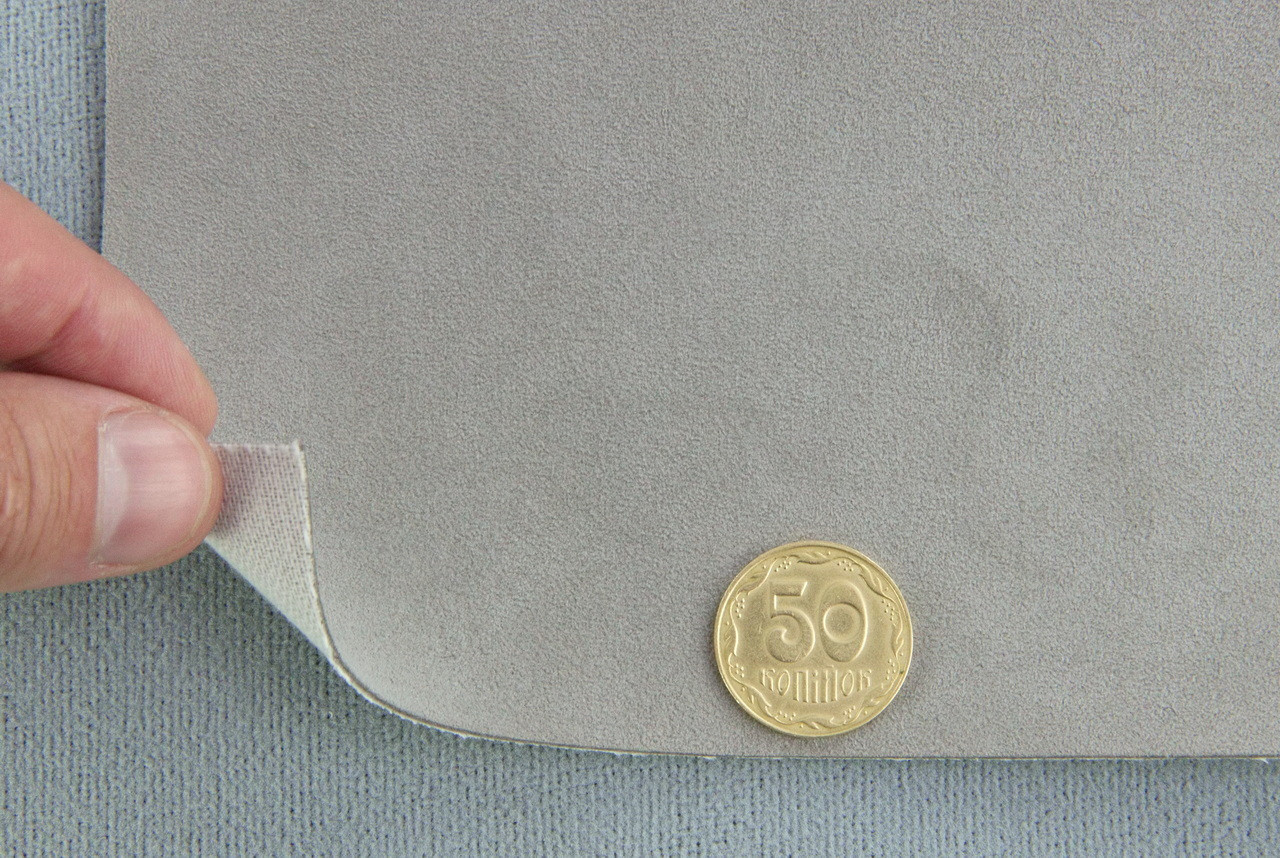 Алькантара серая ALC-ALM-2934, на тканевой основе, ширина 1,45м (Италия) детальная фотка