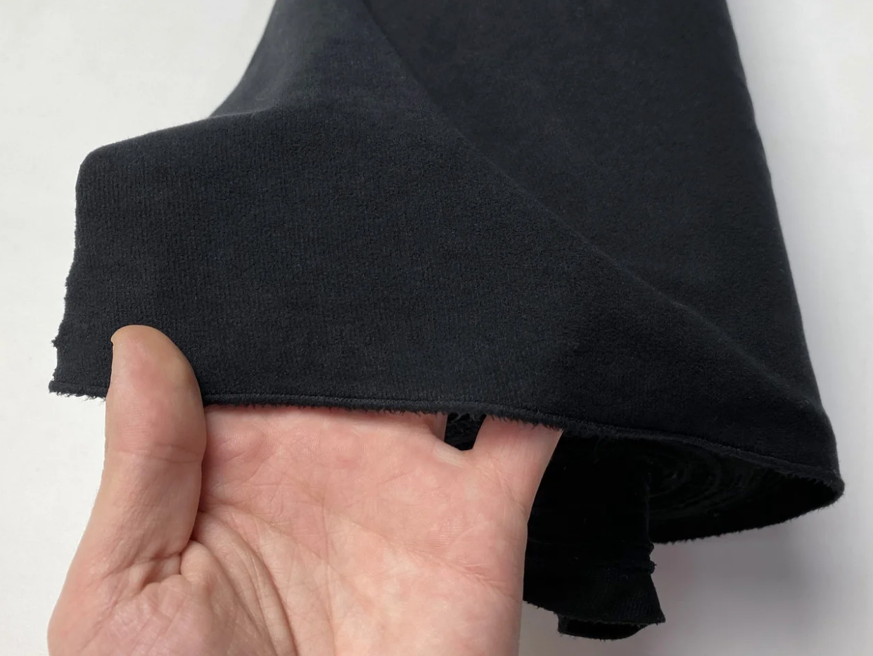 Ткань потолочная велюр черный (Micro black без основы) для перетяжки пластиковых деталей, ширина 1.70м детальная фотка