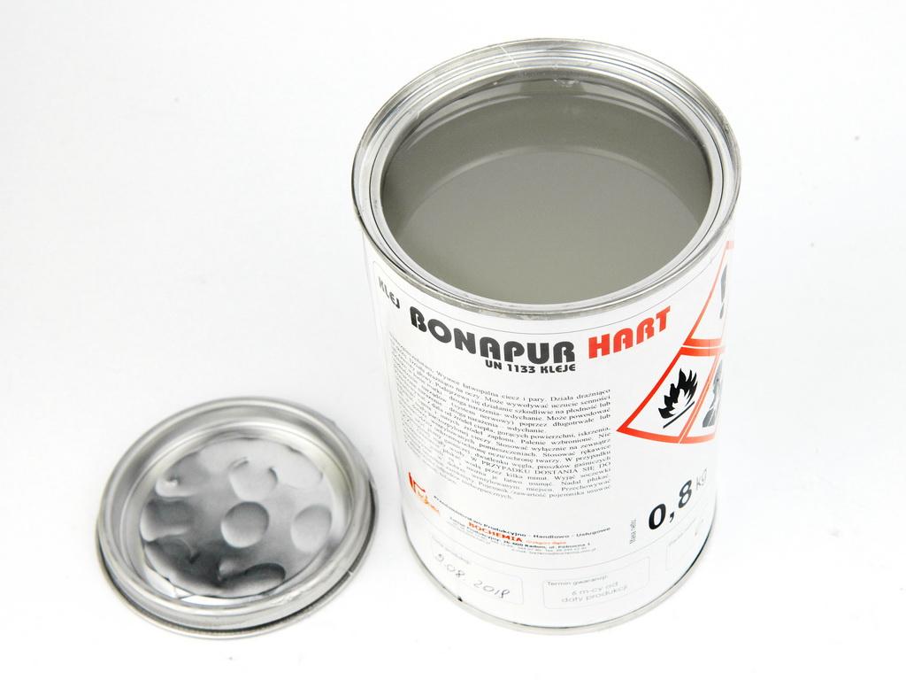 Полиуретановый термостойкий клей BONAPUR HART для кожзама, тканей, пвх, синтетической кожи, Польша детальная фотка