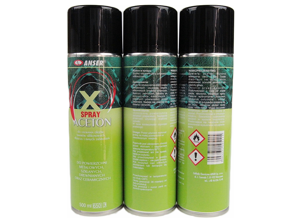 Знежирювач аерозольний Spray Acetone для металевих, скляних і керамічних поверхонь, 500мл Польща детальна фотка