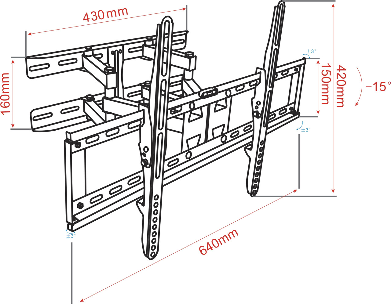 Кронштейн TV Red Eagle AX SOLID 30"-70" VESA 600х400 кріплення для телевізора (LCD, LED) на стіну детальна фотка