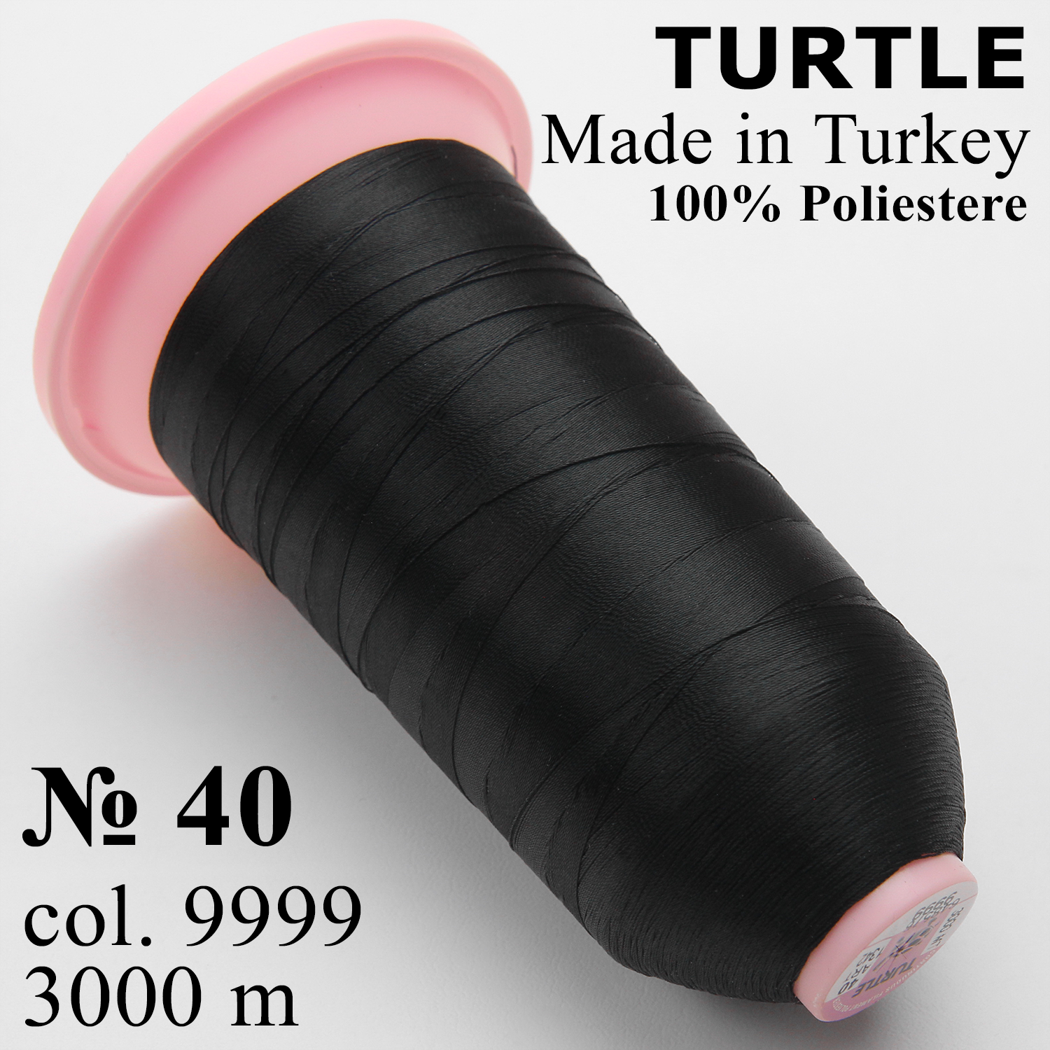 НИТКА TURTLE №40 (Турция), цвет 9999 черный, для оверлока, длина 3000м. детальная фотка