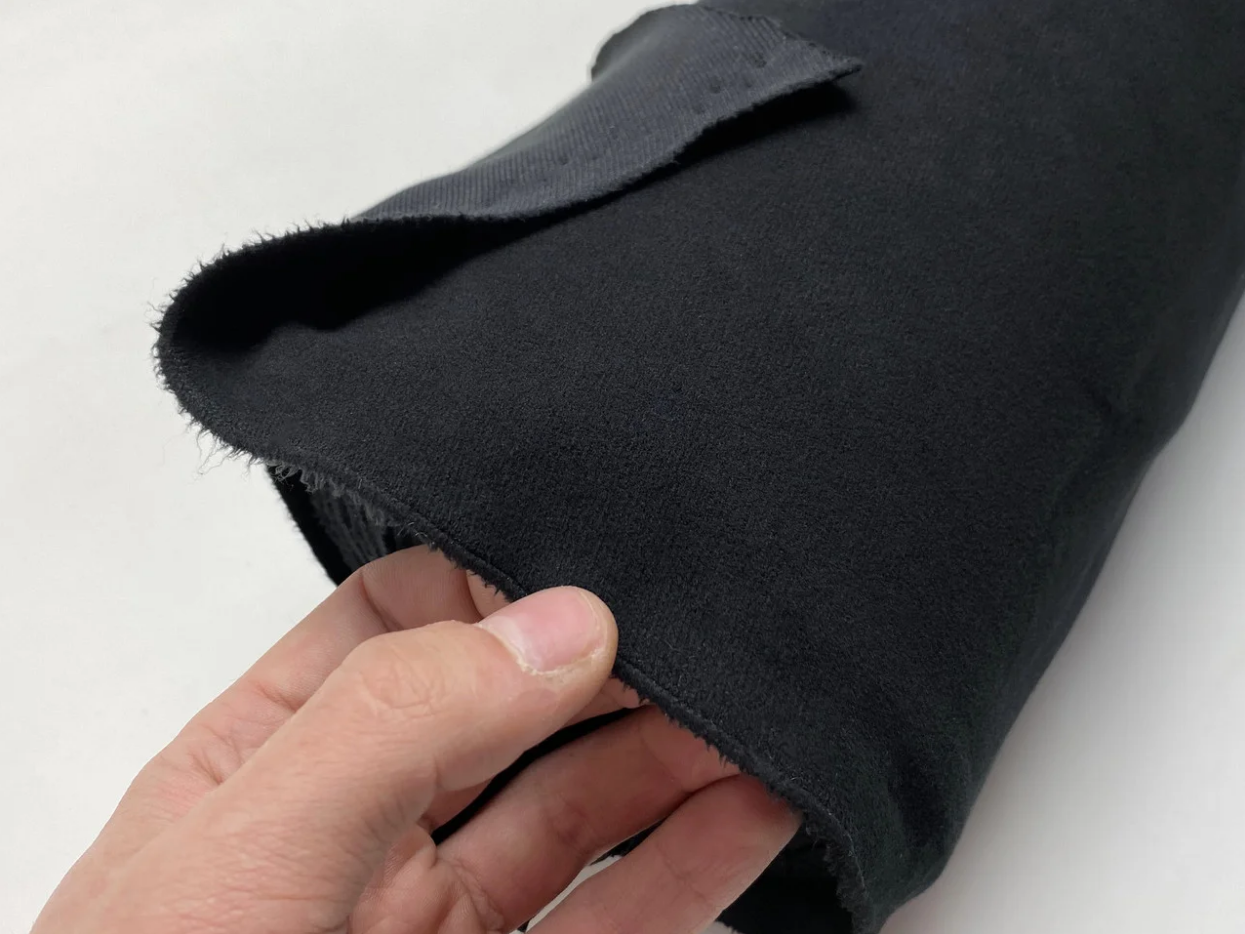 Ткань потолочная велюр черный (Micro black без основы) для перетяжки пластиковых деталей, ширина 1.70м детальная фотка
