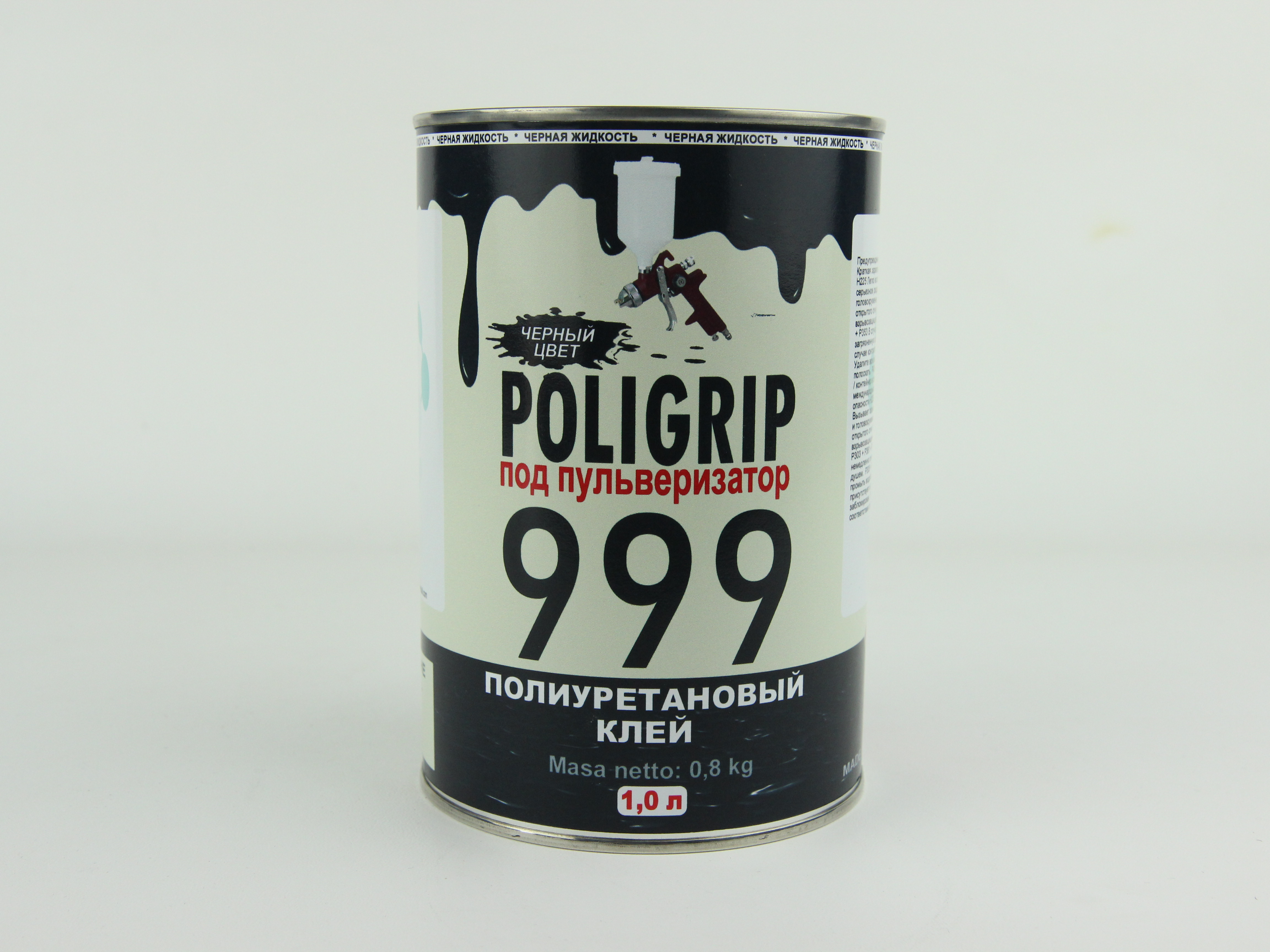 Клей Poligrip 999 EP NERO черный (под пульверизатор) - полиуретановый термоустойчивый, Италия 1,0 л. детальная фотка