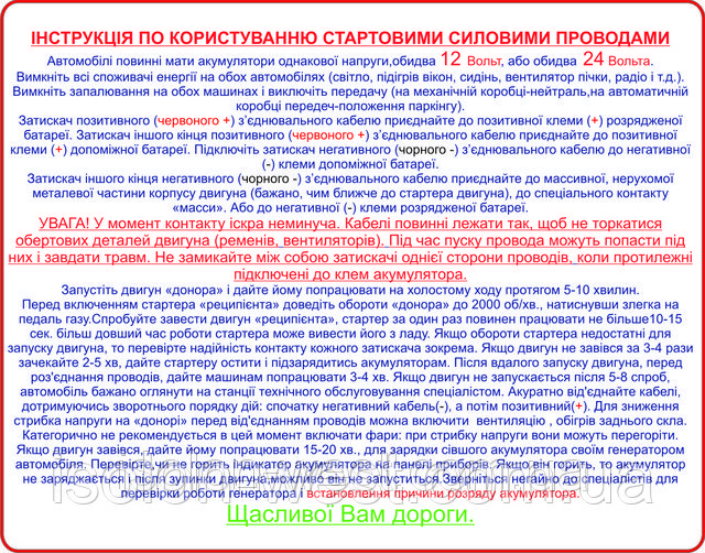 Провода для прикуривания PROFI 250 А - 2,5 м., стартовые пусковые провода для автомобиля детальная фотка