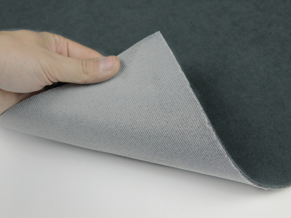 Ткань потолочная темно-серая (холодный оттенок) Frota 6, автовелюр на поролоне 2.8 мм с сеткой ширина 1.55 метра детальная фотка